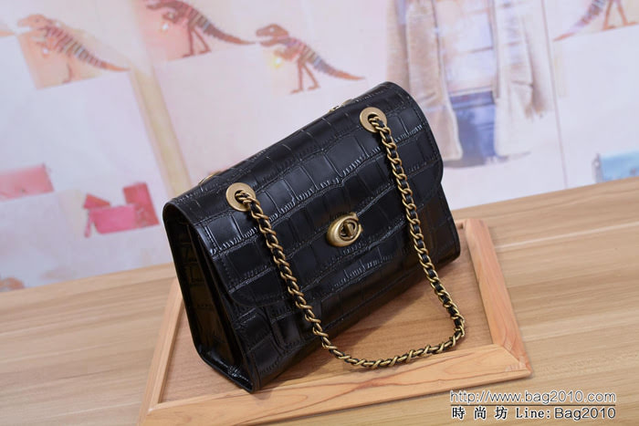 COACH蔻馳 鱷魚紋 限量Parker包 18秋季新款 31637 紋鏈條款旋鈕包  Chz1602